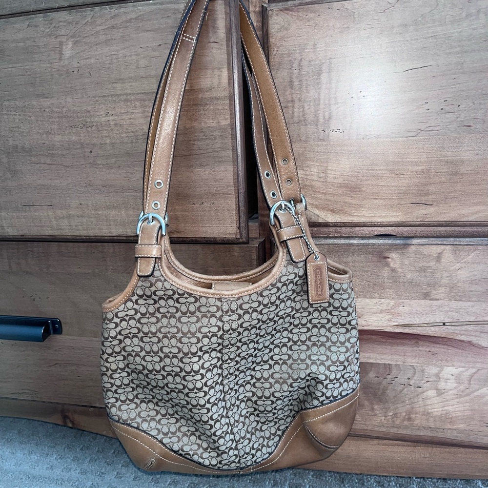 Coach Brown Signature Pattern Shoulder Bag